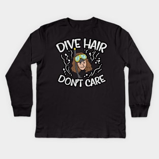 Diving Hair Don't Care Kids Long Sleeve T-Shirt